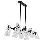 Люстра светодиодная с 8-ю прозрачными плафонами из акрила и стали Glass Cylinder Black варинант исполнения - 2 | Loft Concept в Краснодаре