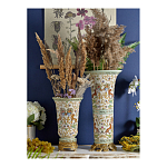 Ваза высокая из фарфора на бронзовом основании Turquoise Blooming Garden варинант исполнения - 9 | Loft Concept в Краснодаре