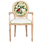 Стул с подлокотниками золотистый из бука с изображением птиц и цветов Blooming Red Birds варинант исполнения - 1 | Loft Concept в Краснодаре