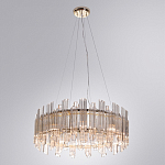 Люстра подвесная круглая с прозрачными хрустальными трубками и золотистым каркасом Диаметр 60 см Hexagon Tube Light варинант исполнения - 2 | Loft Concept в Краснодаре