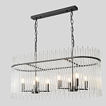 Люстра подвесная овальная со стеклянными прозрачными трубками и металлическим каркасом черного цвета Nembus варинант исполнения - 3 | Loft Concept в Краснодаре