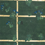 Обои ручная роспись Morning Glory Original colourway on Edo Green painted Xuan paper варинант исполнения - 1 | Loft Concept в Краснодаре