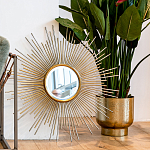 Зеркало-солнце круглое в раме из металла с золотыми с лучами Rays of Peace варинант исполнения - 3 | Loft Concept в Краснодаре