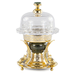 Икорница с декором "Три рыбки" с гравировкой и натуральным камнем Нефрит Decorative Cavair Dishes варинант исполнения - 1 | Loft Concept в Краснодаре