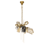 Люстра подвесная со стеклянными плафонами из дымчатого и золотистого с тремя вертикальными подвесками Gilded Mirage  варинант исполнения - 2 | Loft Concept в Краснодаре