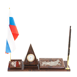 Настольный письменный набор с часами в виде пирамиды из природного камня обсидиана Pyramid of Time варинант исполнения - 1 | Loft Concept в Краснодаре