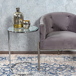 Приставной столик на серебристом основании с столешницей из стекла Noir варинант исполнения - 4 | Loft Concept в Краснодаре