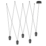 Подвесной светильник черными плафонами на длинных пересекающихся тросах Construction варинант исполнения - 2 | Loft Concept в Краснодаре