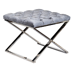 Пуф велюровый серый с каретной стяжкой Perennially варинант исполнения - 1 | Loft Concept в Краснодаре