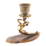 Подсвечник бронзовый из натурального камня агат Stone Candlestick варинант исполнения - 1 | Loft Concept в Краснодаре