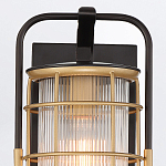 Настенный фонарь цилиндрической формы с рифленым стеклом в золотом каркасе на черном прямоугольном основании Eurofase варинант исполнения - 13 | Loft Concept в Краснодаре