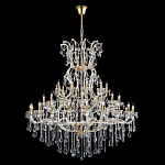 Люстра многоярусная с 53-мя лампочками и прозрачными хрустальными подвесками на основании золотого цвета Crystal lamps варинант исполнения - 2 | Loft Concept в Краснодаре