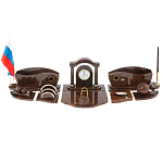 Настольный письменный набор с часами из природного камня обсидиана Competent Leader варинант исполнения - 1 | Loft Concept в Краснодаре