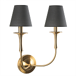 Бра с металлическим основанием бронзового цвета и 2-мя черными конусовидными абажурами Dignity варинант исполнения - 1 | Loft Concept в Краснодаре