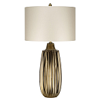 Настольная лампа с рифленым керамическим основанием в бронзовом цвете и жемчужным шёлковым абажуром Elstead Lighting варинант исполнения - 1 | Loft Concept в Краснодаре