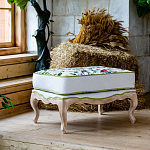 Банкетка золотистая из натурального бука с изображением птиц и цветов Blooming Birds варинант исполнения - 2 | Loft Concept в Краснодаре