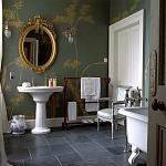 Обои ручная роспись Bamboo Golden on Blue grey dyed silk варинант исполнения - 1 | Loft Concept в Краснодаре