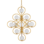 Люстра с закругленным каркасом золотого цвета и белыми плафонами Round Curl варинант исполнения - 2 | Loft Concept в Краснодаре