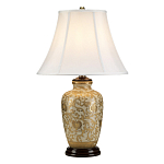 Настольная лампа с фарфоровым основанием с декоративным орнаментом и белым абажуром на темной круглой подставке Elstead Lighting варинант исполнения - 6 | Loft Concept в Краснодаре