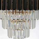 Люстра из черного металла с многоярусными подвесками из прозрачного хрусталя на золотой цепи Empire Black Chandelier Crystal варинант исполнения - 8 | Loft Concept в Краснодаре