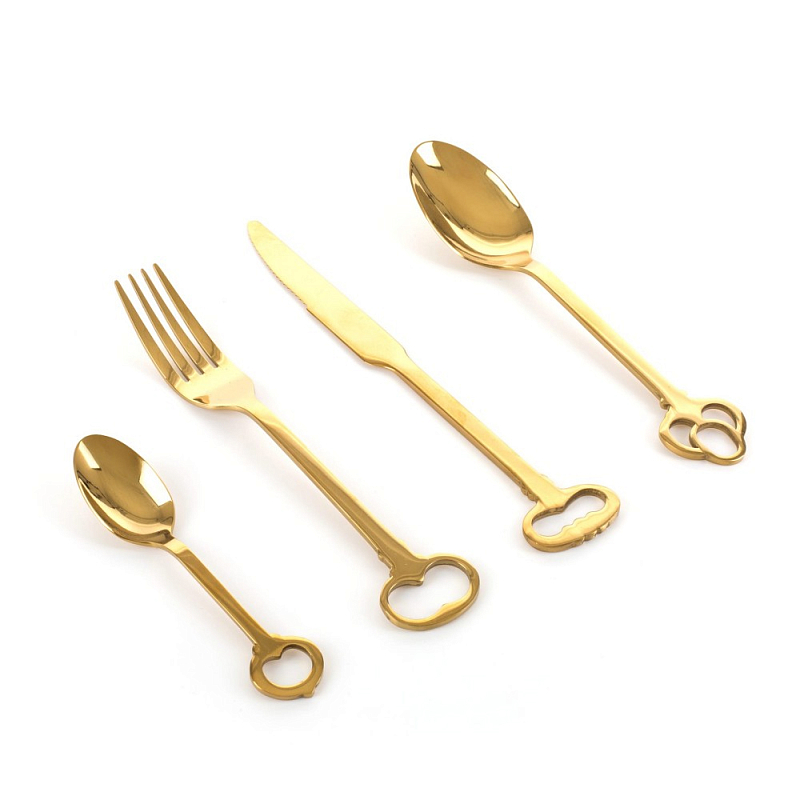 Набор столовых приборов Seletti Keytlery Gold set of 6 Золотой в Краснодаре | Loft Concept 