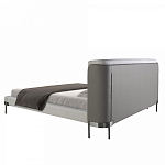 Кровать двуспальная серая с мягким изголовьем из экокожи и ткани Modern Look варинант исполнения - 4 | Loft Concept в Краснодаре