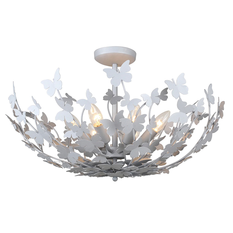 Потолочный светильник с абажуром оформленным в виде стаи бабочек Eternal Butterflies Серебряный Золотой в Краснодаре | Loft Concept 