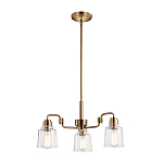 Люстра цвета латунь с 3-мя прозрачными стеклянными плафонами Kichler варинант исполнения - 2 | Loft Concept в Краснодаре