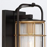 Настенный фонарь цилиндрической формы с рифленым стеклом в золотом каркасе на черном прямоугольном основании Eurofase варинант исполнения - 5 | Loft Concept в Краснодаре