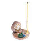 Часы настольные с шариковой металлической ручкой из натурального камня Stone Clock варинант исполнения - 8 | Loft Concept в Краснодаре
