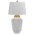 Настольная лампа с белым конусным абажуром и ребристым керамическим основанием Quintiesse варинант исполнения - 1 | Loft Concept в Краснодаре