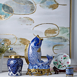 Ваза с насыщенным синим орнаментом и золотой крышкой Blue & White Ornament  варинант исполнения - 1 | Loft Concept в Краснодаре