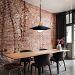 Подвесной светильник с плафоном в форме плоского купола и белой шарообразной лампой Eurofase варинант исполнения - 8 | Loft Concept в Краснодаре