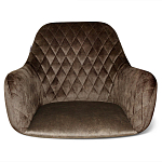 Барный стул со спинкой и подлокотниками на 4-х деревянных ножках Douglas Rhombus Коричневый Велюр варинант исполнения - 3 | Loft Concept в Краснодаре