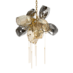 Люстра подвесная со стеклянными плафонами из дымчатого и золотистого с шестью вертикальными подвесками Gilded Mirage  варинант исполнения - 7 | Loft Concept в Краснодаре