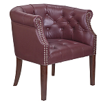 Кресло низкое из натуральной кожи на 4-х деревянных ножках из массива бука Chloe Leather Armchair vine варинант исполнения - 1 | Loft Concept в Краснодаре