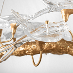 Люстра подвесная линейная с прозрачными стеклянными птичками на ветвях Serip Voa варинант исполнения - 10 | Loft Concept в Краснодаре