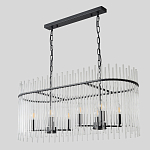 Люстра подвесная овальная со стеклянными прозрачными трубками и металлическим каркасом черного цвета Nembus варинант исполнения - 4 | Loft Concept в Краснодаре