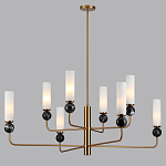 Люстра на штанге с 8-ю цилиндрическими матовыми плафонами и шарами из камня Orb Essence варинант исполнения - 6 | Loft Concept в Краснодаре