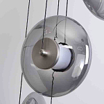 Люстра каскадная с 5-ю круглыми стеклянными плафонами дымчатого цвета и черными деталями Orbit Serenade варинант исполнения - 2 | Loft Concept в Краснодаре