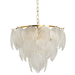 Люстра на цепи с прозрачными стеклянными подвесками в виде листьев Textured Glass Chandelier варинант исполнения - 1 | Loft Concept в Краснодаре