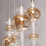 Люстра с плафонами из прозрачного и янтарного стекла в виде шаров и ромбов Gabriel Scott Luna варинант исполнения - 7 | Loft Concept в Краснодаре