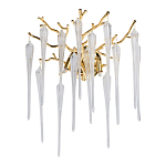 Бра золотого цвета с разветвленными ветвями и длинными прозрачными подвесками в форме стеклянных сосулек Droplet Chandelier варинант исполнения - 1 | Loft Concept в Краснодаре