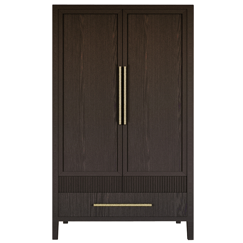 Шкаф платяной Primo с выдвижными ящиками шпон Темный орех Темный дуб Золотой в Краснодаре | Loft Concept 