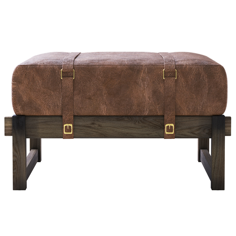 Пуф Duncan винтажная коричневая кожа  Коричневый винтаж в Краснодаре | Loft Concept 