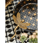 Блюдо черного цвета из фрафора на бронзовых ножках в виде стрекоз Eden Garden варинант исполнения - 5 | Loft Concept в Краснодаре