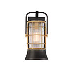 Настенный фонарь цилиндрической формы с рифленым стеклом в золотом каркасе на черном прямоугольном основании Eurofase варинант исполнения - 12 | Loft Concept в Краснодаре