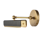 Светильник для картин цвет винтажная латунь с прямоугольным плафоном из кожи черного цвета Alora варинант исполнения - 2 | Loft Concept в Краснодаре