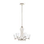 Люстра цвета никель с 6-ю рифлеными стеклянными плафонами и изогнутым каркасом Kichler варинант исполнения - 2 | Loft Concept в Краснодаре