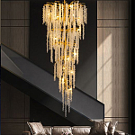 Люстра многоярусная с каркасом из металла и прозрачными подвесками FAIRYTREE Light варинант исполнения - 3 | Loft Concept в Краснодаре